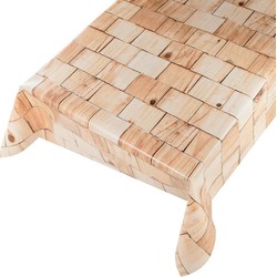 Naturel houtmotief tafelkleed/tafelzeil 140 x 245 cm rechthoekig - Tafellakens