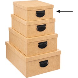 5Five Opbergdoos/box - goudgeel - L28 x B22 x H11 cm - Stevig karton - Industrialbox - Opbergbox