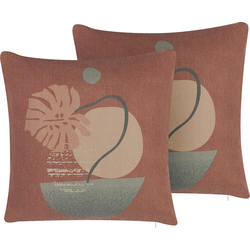 AGERATUM  - Sierkussen set van 2 - Rood - 45 x 45 cm - Polyester
