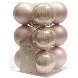 4 stuks - 12 kerstballen poeder roze 60 mm