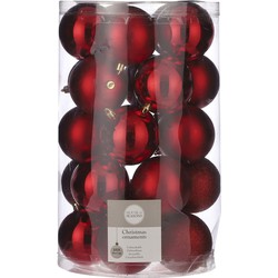 25x Kunststof kerstballen rood 8 cm - Kerstbal