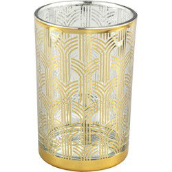 PTMD Larine Rond Windlicht - H18 x Ø12 cm - Glas - Goud