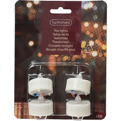 Lumineo LED kaarsjes theelichtjes - 4x stuks - wit - LED kaarsen