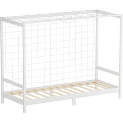Kinderbed Voetbaldoel 90x200 cm Wit Eenpersoonsbed voor kinderen Houten bed met lattenbodem & doelnet ML-Design