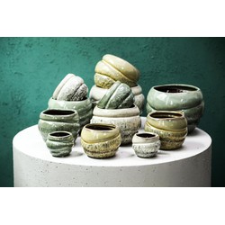 PTMD Bloempot Jordanna - 22x22x16 cm - Keramiek - Groen
