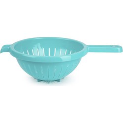 Plasticforte Keuken vergiet/zeef - kunststof -A‚A Dia 23 cm x Hoogte 10 cm - blauw - Vergieten