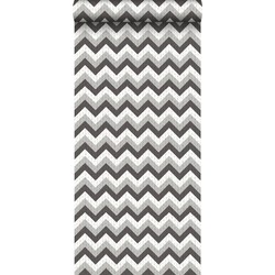 ESTAhome behang zigzag motief zwart en grijs