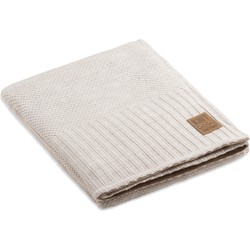 Knit Factory Lynn Gebreid Plaid - Teddy deken - Woondeken - Kleed - Beige - 160x130 cm