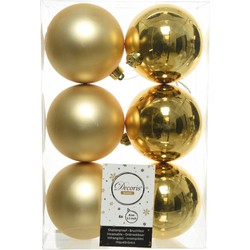 Decoris Kerstballen - 6x stuks - goud - kunststof mat/glans - 8 cm - Kerstbal