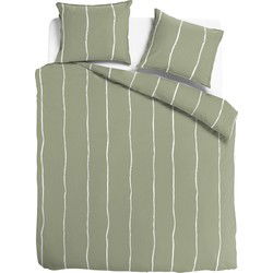 Luxe dekbedovertrek fair - biologisch katoen - 240x200/220 - lily STREEP groen