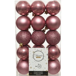 Decoris kerstballen - 30x st - oudroze - D6 cm - kunststof - Kerstbal