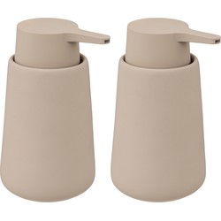 5Five Zeeppompje/dispenser - 2x - Cocoon - kunststeen - beige - 15 cm - 300 ml - Zeeppompjes