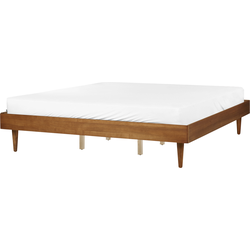 TOUCY - Tweepersoonsbed - Lichtbruin - 180 x 200 cm - Rubberhout