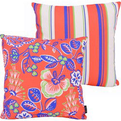 Sierkussen Flower / Stripe - Rood Outdoor | 45 x 45 cm | Katoen