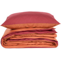Dekbedovertrek Percal Katoen Oranje/ Rood 240x220cm + 2/60x70cm