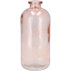 DK Design Bloemenvaas fles model - helder gekleurd glas - perzik roze - D11 x H25 cm - Vazen