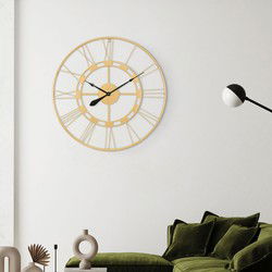 WOMO-DESIGN Wandklok rond, Ø 92 x 5 cm, oud goud, gemaakt van ijzer
