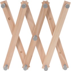 Kinderkamer deurhanger/kapstok verstelbaar - 9 grijze haakjes - hout - 60 x 12 cm - Kapstokken