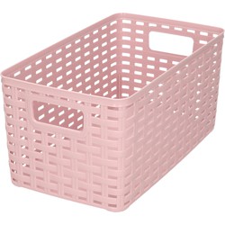 PlasticForte Opbergmand - Kastmand - rotan kunststof - oud roze - 5 Liter - 15 x 28 x 13 cm - Opbergmanden