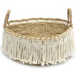 The Boho Fringe Basket - Natural White