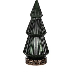 Clayre & Eef Kerstdecoratie met LED-verlichting Kerstboom Ø 13x23 cm Groen Glas