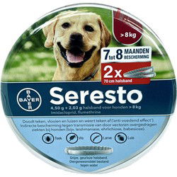 SERESTO TEKEN- EN VLOOIENBAND HOND VANAF 8 KG 70 CM 2 ST