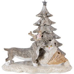 Clayre & Eef Beeld Dieren Grijs Beige Polyresin Dieren