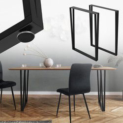 2 tafelpoten B50xH71,5 cm tafellopers rechthoekige vorm staal met poedercoating zwart ML design