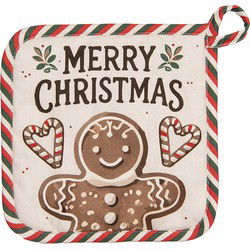 Clayre & Eef Pannenlap Beige Katoen Gingerbread man