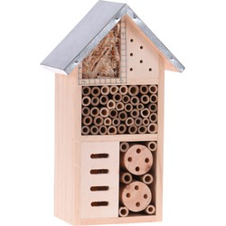 Insectenhotel - hout - metalen dak - 25 cm - Insectenhotel