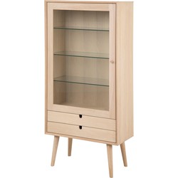 Vitrinekast - Naturel/Glas - 72x36x143cm - Dysta