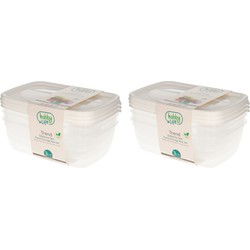 Vershoudbakjes - 6x stuks - 1,2 liter - wit - voorraadbakjes - Vershoudbakjes