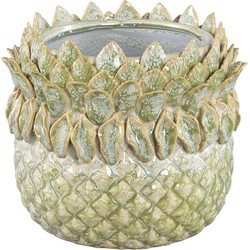 PTMD Tamiah Green ceramic pineapple shaped pot low L