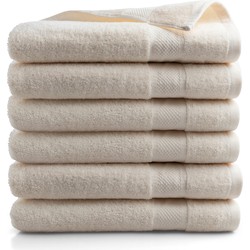 DoubleDry Handdoeken Set 70 x 140 cm - 6 stuks - 100% zacht katoen 500 g/m2 - 6x Nature Crème