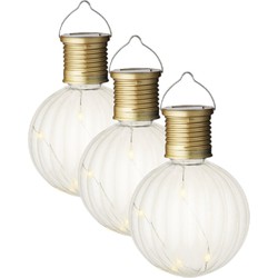 3x Buiten LED lampion solar verlichting 11 cm - Lampionnen