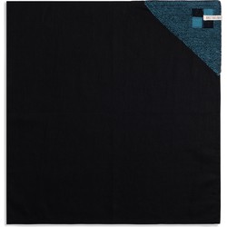 Knit Factory Linnen Theedoek - Poleerdoek - Keuken Droogdoek Block - Zwart/Ocean - 65x65 cm