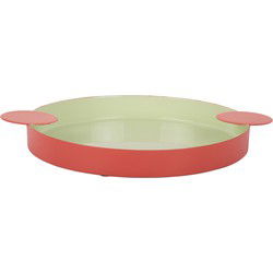Present Time - Dienblad Double Funky Medium - Soft green & scarlet red
