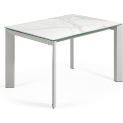 Kave Home - Axis uitschuifbare tafel van porselein met grijze poten 120 (180) cm