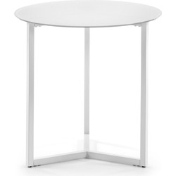 Kave Home - Raeam bijzettafel in gehard glas en wit staal Ø 50 cm