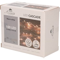 Cascade draadverlichting lichtsnoer met 100 lampjes warm wit met 10 lichtdraden - Lichtsnoeren