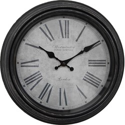 Clayre & Eef Wandklok  Ø 29x5 cm Bruin Grijs Kunststof Glas Westminster Clock Company London Muurklok