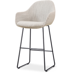 Nino-Mae barkruk beige gemêleerd - zwart onderstel - 75 cm