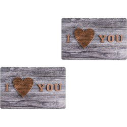 Placemats I love you - 29 x 44 cm - grijs - tafel onderleggers - Placemats
