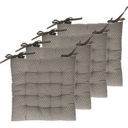 Atmosphera Stoelkussens - 4x - donkergrijs - katoen - 38 x 7 cm - wicker zitkussen - tuinstoelkussens
