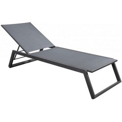 Mizu stackable lounger alu dark grey/carbon textilene - Yoi