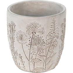 Clayre & Eef Bloempot  Ø 20x21 cm Grijs Beige Steen Bloemen Bloempot binnen