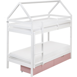 TERNAS - Hoogslaper opberglades - Wit/Roze - 90 x 200 cm - Dennenhout
