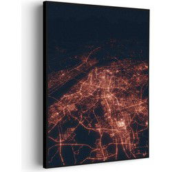 Muurwerken Akoestisch Schilderij - Luchtfoto Nacht 02 - Geluidsdempend Wandpaneel - Wanddecoratie - Geluidsisolatie - PRO (AW 0.90) XXL (107X150)