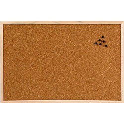Rayher hobby materialen prikbord met houten lijst van kurk 60 x 45 cm - Prikborden
