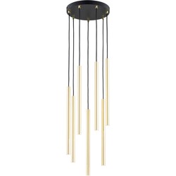 landelijke hanglamp Longo Zwart 7-lichts  - Ø30cm